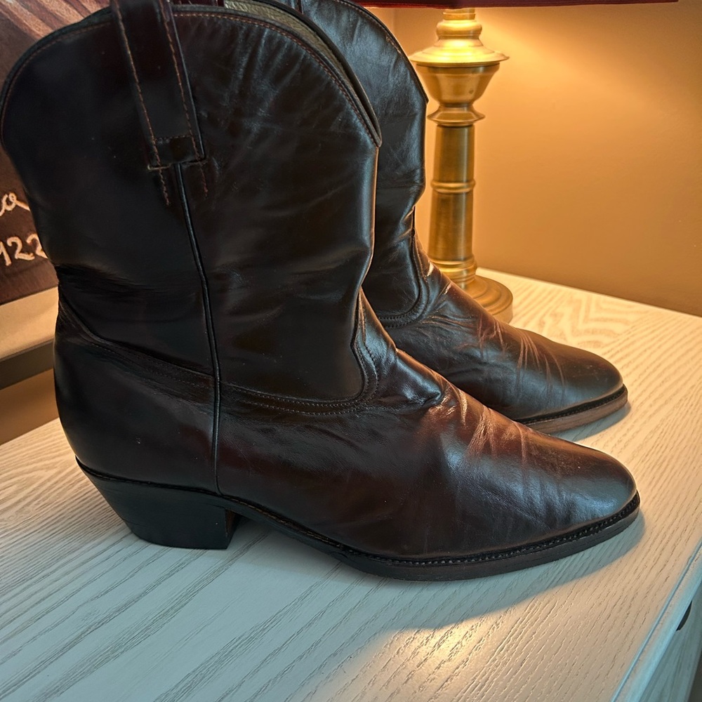Men's Classic Brown Leather Cowboy Boots